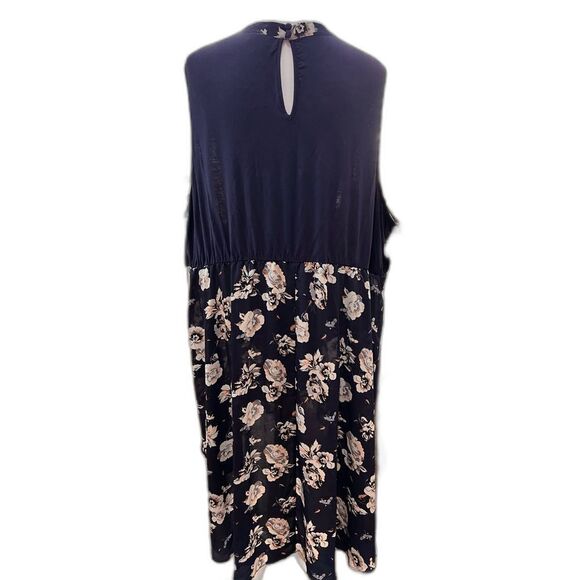 Torrid Blue Floral Hi-Lo Babydoll Tunic Top 4X Sleeveless High Neck Flowy Plus - Picture 4 of 5